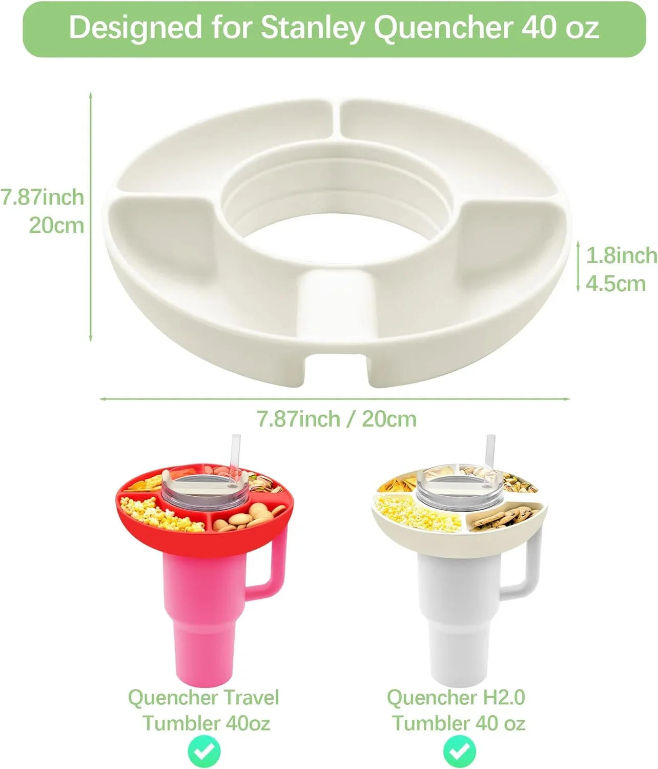 Description Picture 4 of itemSnack Bowl for Stanley Cup Silicone Snack Tray Compatible with Stanley Cup Quencher 1.0/2.0 40oz Tumbler with Handle