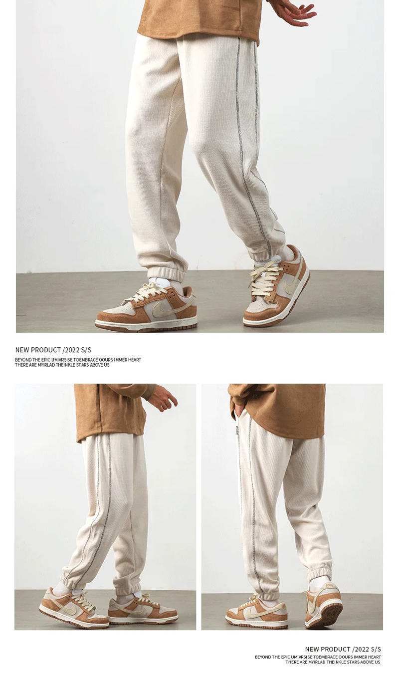 Description Picture 6 of itemAmerican Style Chenille Leggings Casual Men Autumn High Street Solid Color Sports Cropped Pants Corduroy Pants For Men