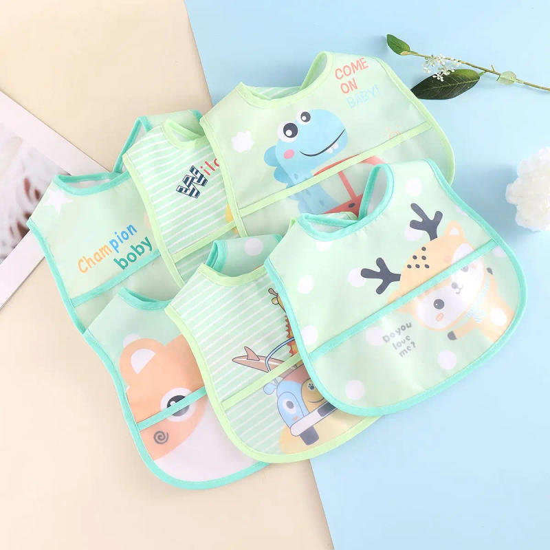 Description Picture 2 of itemRandom pattern 6/8 piece set baby rice pocket baby waterproof saliva towel baby bib bib eating bib
