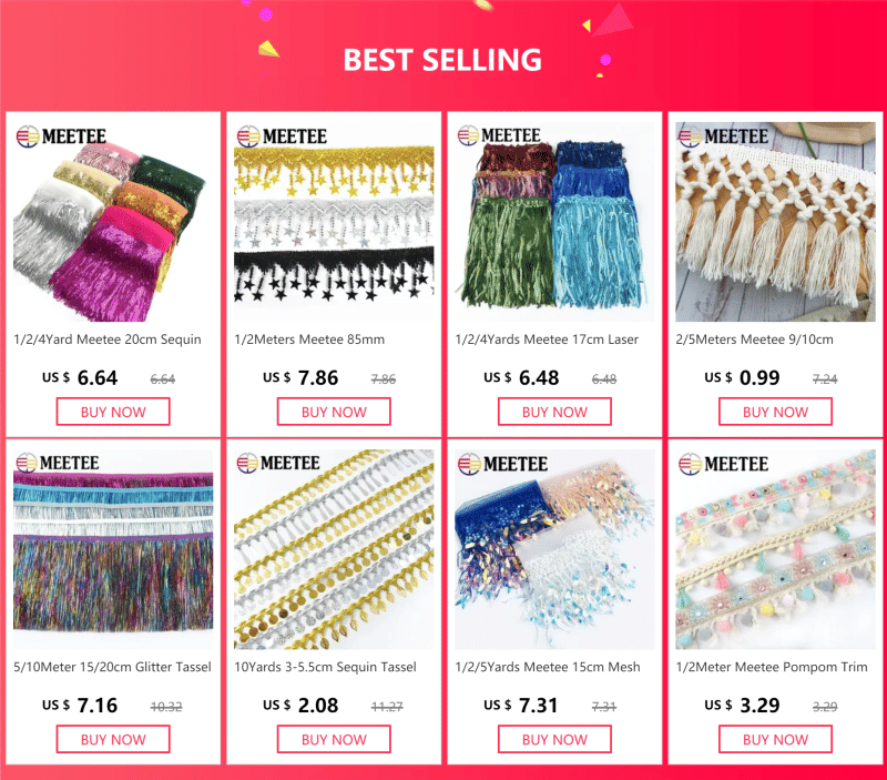 Description Picture 2 of item1/2/4Yards Meetee 17cm Laser Sequins Tassel Lace Trim Glitter Fringe Ribbon for Show Clothes Dress DIY Crafts Sewing Accessories