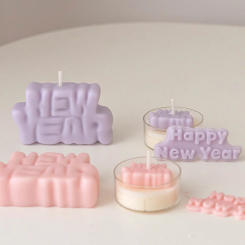New Year Silicone Mould Candle Mold Diy Scented Candle Making Happy New Year Soap Silicone Mold