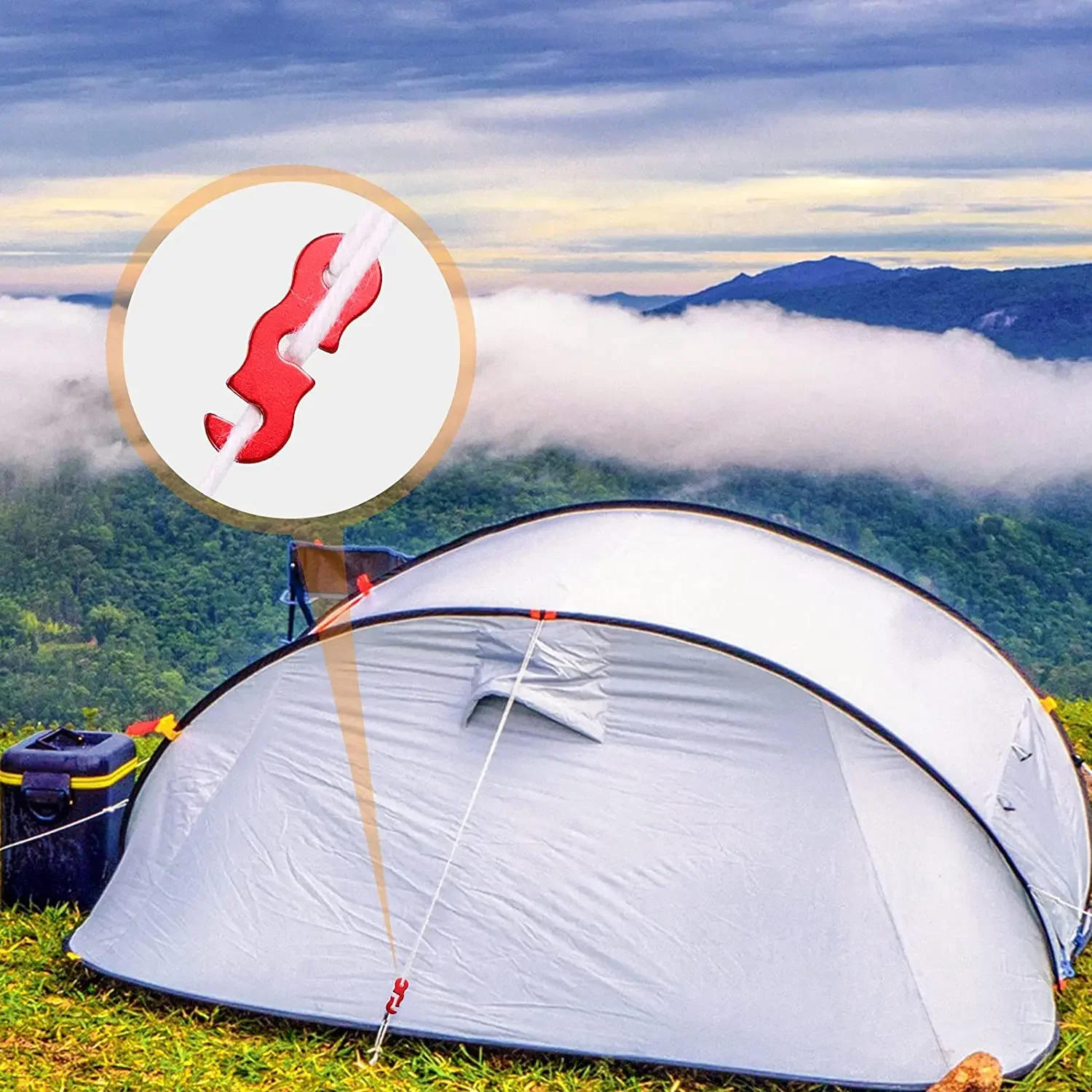 Description Picture 3 of item5 pcs Adjustable Tent Rope Buckle S-type Tensioner Fastening Kit Outdoor Camping Tent Fixed Accessories Outdoor Tools