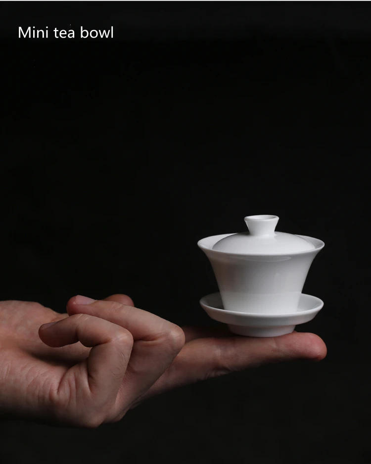 Description Picture 2 of itemMini 50ml Gaiwan For Tea Solid White Porcelain Tureen With Lid Teaware Travel Kung Fu Tea Set Chinese Cup Small Bowls Chawan