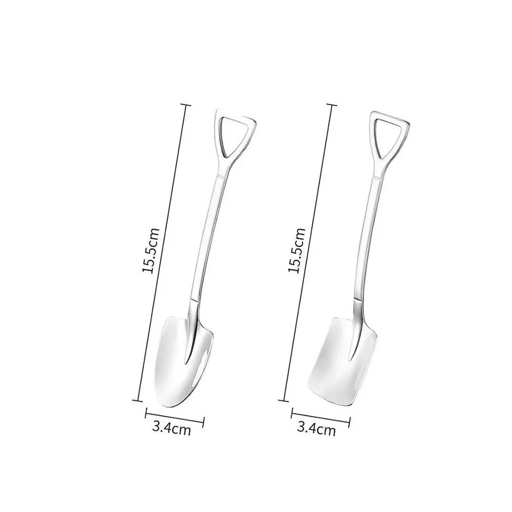 Description Picture 2 of item6/2/1Pcs Stainless Steel Shovel Spoon Creative Tea Coffee Spoons Cream Dessert Watermelon Tiny Scoop Home Tableware Cutlery Set