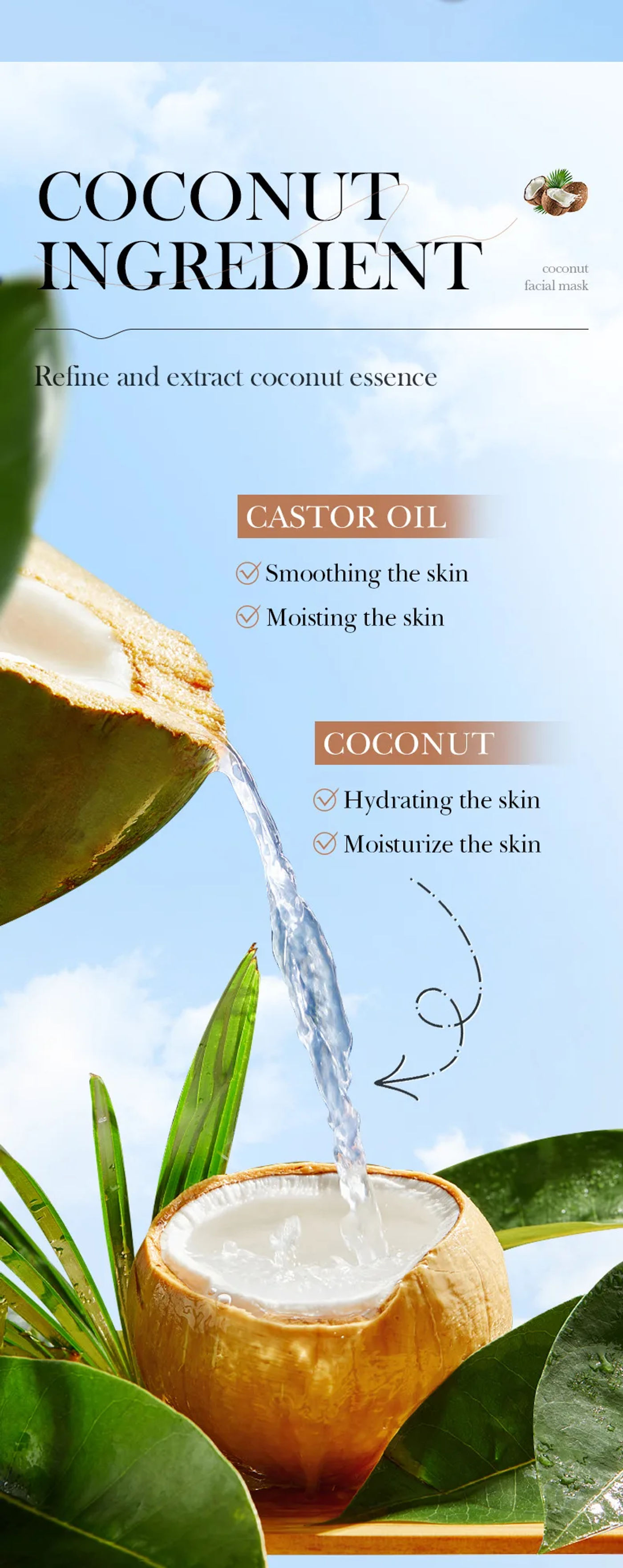 Description Picture 5 of item5pcs SADOER Coconut Face Mask Anti Wrinkle skincare Moisturizing Firming Hydrating Nourishing Facial Masks Skin Care