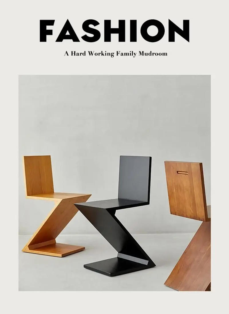 Description Picture 2 of itemNordic Z-chair household dining chair light luxury medieval solid wood modern simple designer creative special-shaped furniture