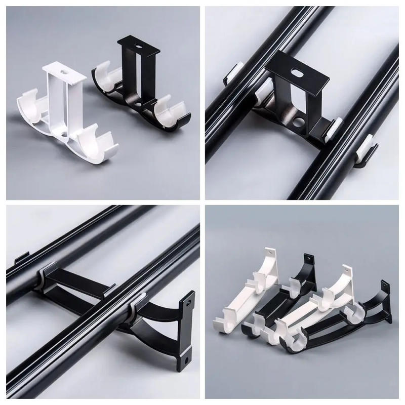 Description Picture 4 of item1PC Double Curtain Rod Brackets Shower Curtain Pole Bracket Hardware Holder Window Hanger Holder Home Decoration Easy to Install