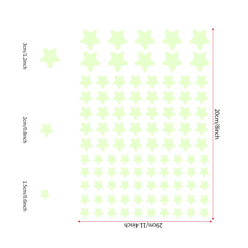 Description Picture 4 of item100pcs Luminous Wall Stickers Glow In The Dark Stars Sticker Decals for Kids Baby rooms Colorful Fluorescent Stickers Home decor
