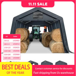 Carport , 13'X22'X9.6' Outdoor Portable Storage Shelter Shed Garage With Roll Up Zipper Doors & Vents Carport For Motor