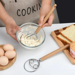 Hand Danish Dough Whisk Bread Mixer Stainless Steel Cake Pastry Bread Dough Hand Mixer Stick Egg Beater Kitchen Baking Tools