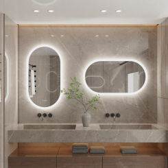 Waterproof Illuminate Bathroom Light Vanity Mirror Frameless Touch Screen Backlit Demist Wash Basin Mirror