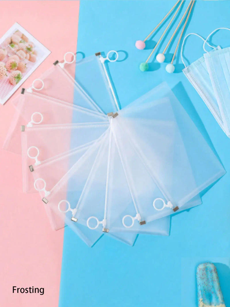 Description Picture 6 of item10pcs/20pcs translucent storage bag-daily necessities for stationery, cosmetics, travel and more durable waterproof zipper bags