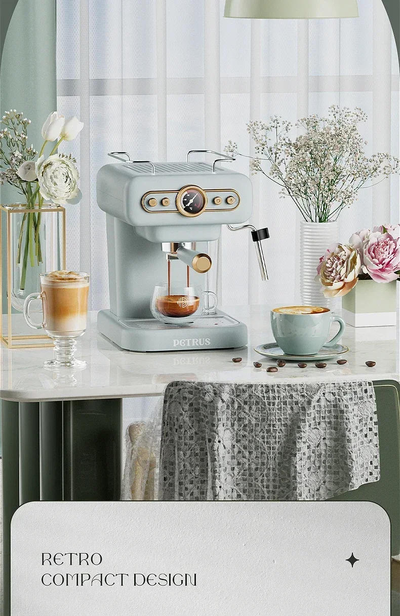 Description Picture 5 of item220V Petrus Retro-style Espresso Maker – Compact and Semi-automatic Americano Machine with Milk frother