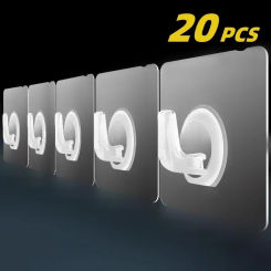 6/10/20 PCS Clear Hooks Non-marking Wall Mounted Hooks Strong Adhesive Hooks Kitchen Toilet Bathroom Storage Accessories