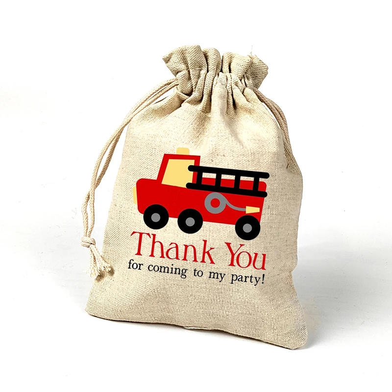 Description Picture 3 of item5pcs Fire Truck Engine thank you gift bags Firefighter Fireman themed boy girl 1st 2nd 3rd 4th Birthday party decoration favor