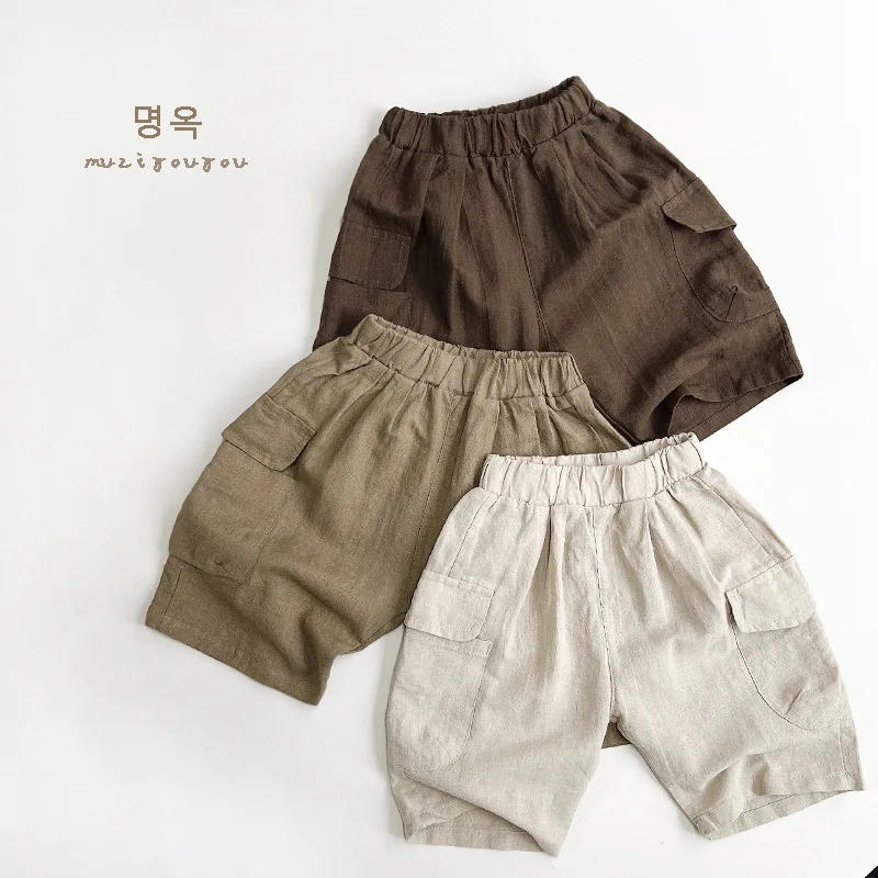 Description Picture 5 of itemCotton and Linen~Summer Boys' Cropped Pants, Children's Casual Workwear Shorts, Girls' Japanese and Korean Pants