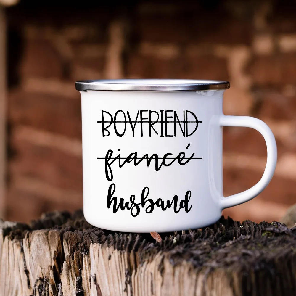Description Picture 5 of itemGirlfriend Fiancee Wife&boyfriend Fiance Husband Couples Creative Enamel Mugs Outdoor Travel Camping Bonfire Coffee Water Cups