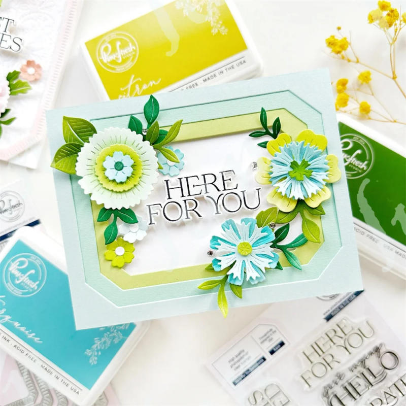 Description Picture 6 of itemHere for You Sentiments Hot Foil Plates and Frames Cutting Dies Crafting Scrapbooking Garden Party Layered Stencils Stamps Sets