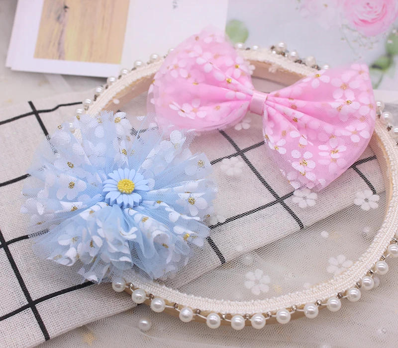 Description Picture 6 of item6cm 5Yards Floret Tulle Daisy Ribbon Roll DIY Handmade Craft Hair Ornament Baking Cherry Blossoms Printed Mesh Fabric Supplies