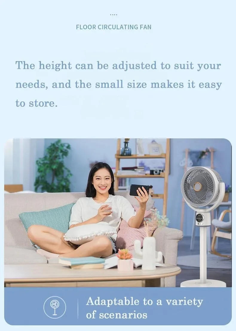 Description Picture 5 of itemAir Circulation Fan Silent 8000mAh Table Vertical Floor Standing Fan Air Convection Spiral Turbine Cooling Fan
