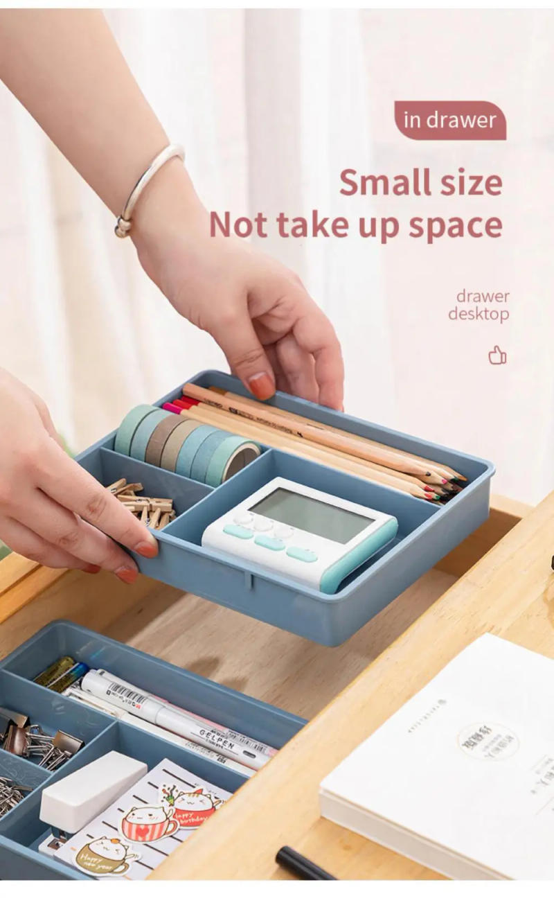 Description Picture 5 of itemDesk Drawer Organizer Stackable Multi-cell Storage Box Tray Dressing Table Jewelry Organizer Makeup Organizer for Home Office