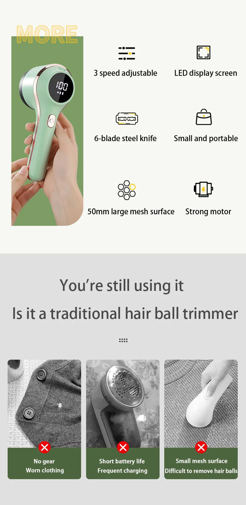 Description Picture 3 of itemPortable Lint Remover for Clothing Fabric Shaver Rechargable Electric Sweater Clothes Take Out Lint Fluff Pellet Remover Machine