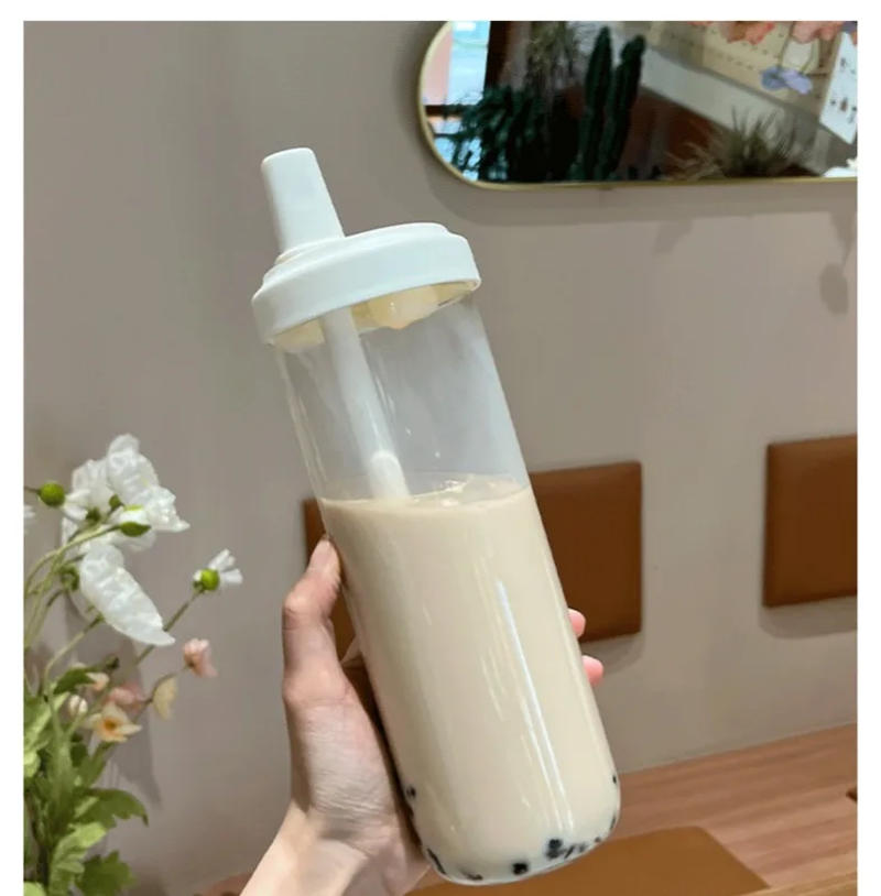 Description Picture 2 of item500/850ml Water Bottles Juice Milk Plastic Cup with Lid Straw Bubble Tea Coffee Cups Large Capacity Drinkware Transparent