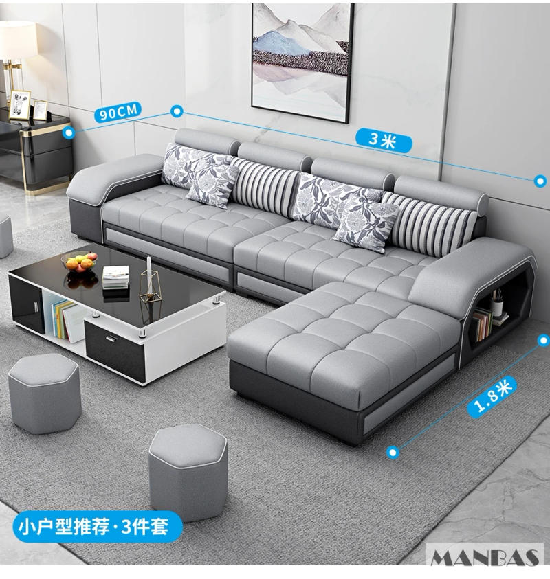 Description Picture 6 of itemMINGDIBAO Fabric Sofa Set Furniture Living Room Sofa Set with USB and Stools / Big U Shape Cloth Couch Sofas for Home Furniture