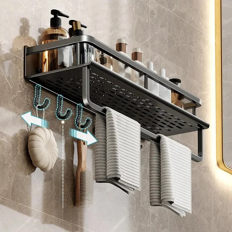 Description Picture 4 of itemModern Bathroom Storage Rack Wall-Mounted Dressing Table Towel Bar Bath Towel Rack