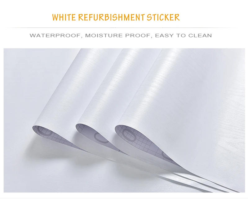 Description Picture 4 of itemPure White Wallpaper Self-Adhesive Waterproof Moisture-Proof Paint Kitchen Wall Stickers Cabinet Table Furniture Decoration Film