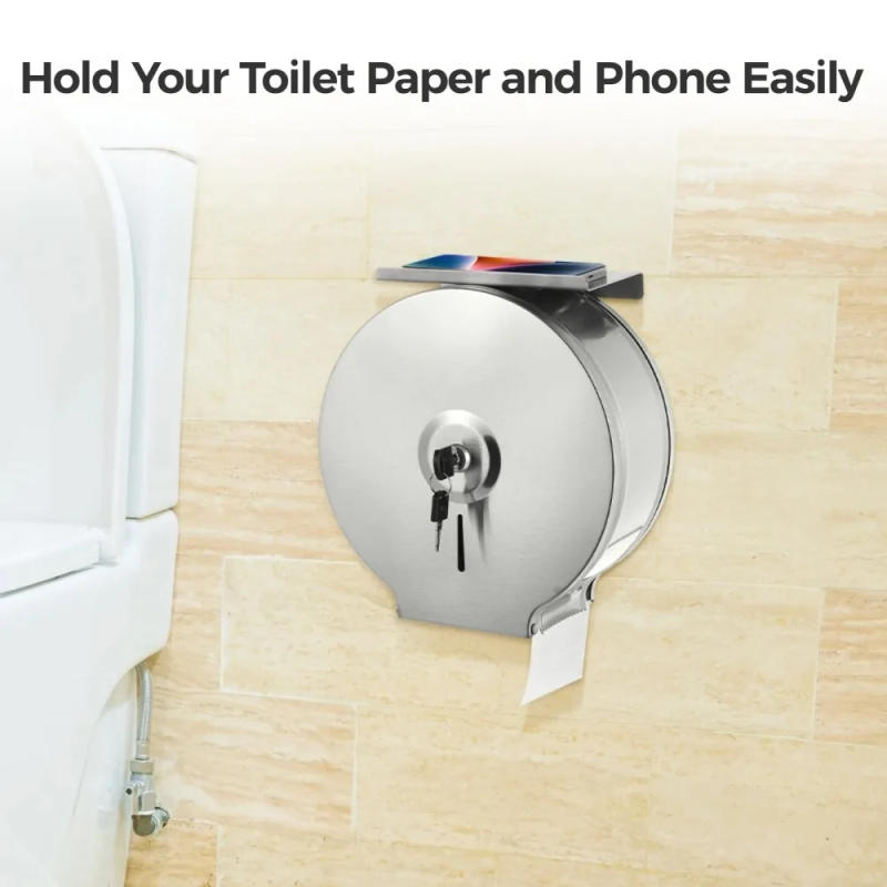 Description Picture 3 of itemToilet Paper Dispenser With Shelf Commercial Jumbo Toilet Paper Dispenser Wall Mount Stainless Steel Roll Toilet Paper Holder