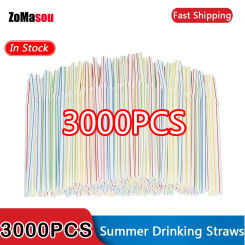 50-3000PCS Black Colorful Drinking Straw for Milk Tea Bar Party Rietjes Drinking Wedding Kitchen Beach Beverage Straws Wholesale