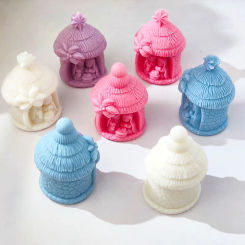Holy Religion Nativity Silicone Candle Mold 3D Stone House Aromatherapy Plaster Soap Epoxy Crafts Casting Molud Baby Birth Gift