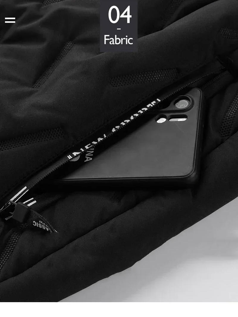 Description Picture 6 of itemMen Joggers Black Grey Down Cotton Warm Pants Male Water Proof Thermal Trousers 7XL Winter Zip Pockets Thicken Fleece Sweatpants