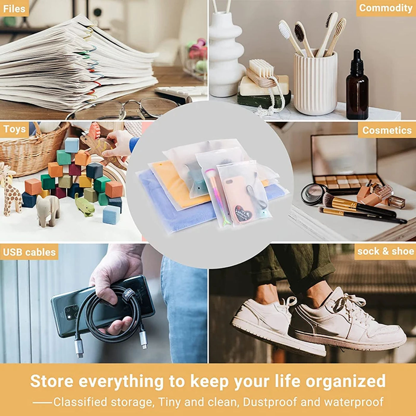 Description Picture 5 of item10PCS Travel Frosted Ziplock Bag PE Storage Bag Plastic Zipper EVA Translucent Bag Ziplock Bag Waterproof Packaging Bag