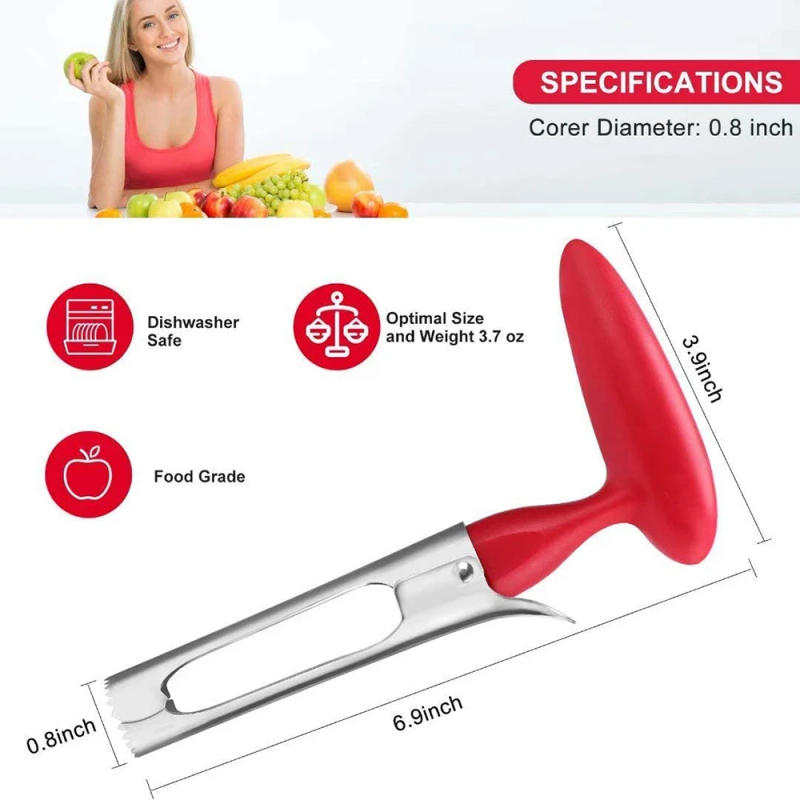 Description Picture 5 of itemStainless Steel Apple Corer Fruit Seed Core Remover Pear Apple Corer Seeder Slicer Knife Durable Kitchen Gadgets Vegetable Tools