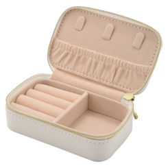 Small Jewelry Box,Portable Travel Jewelry Box Organizer Display Storage Case for Rings and Earrings White