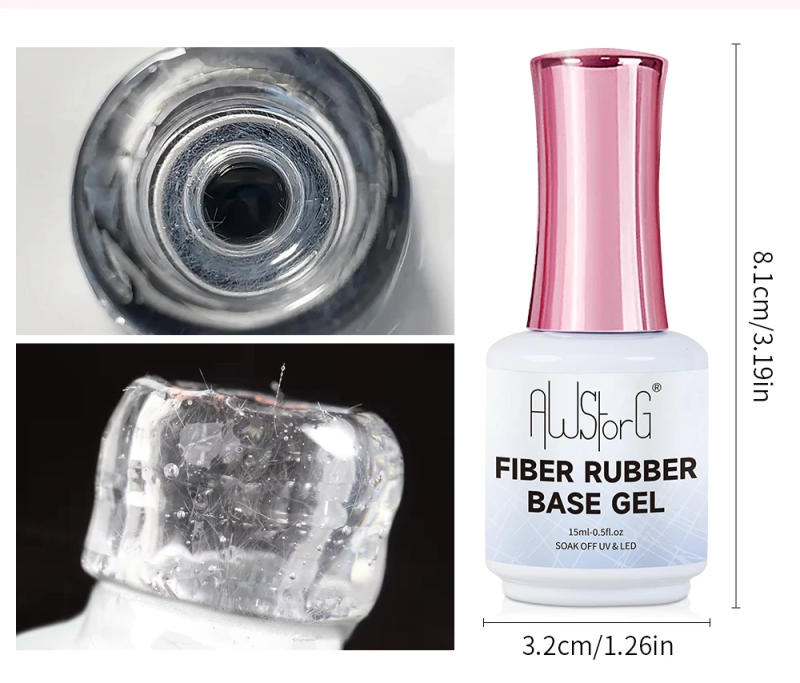 Description Picture 4 of itemAWstorG Fiber Rubber Base Gel For Nails UV Gel Polish Semi Permanent Repair Fix Crack Nail Rubber Base Gel Strengthener 15ml