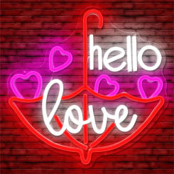 Valentine'S Day Neon Sign, Dimmable Led Neon Light Hello Love Neon Sign for Wall Decor Valentine's Day decor Gifts for Lover