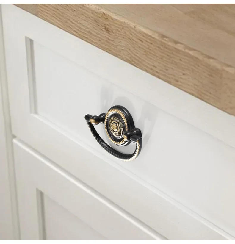 Description Picture 6 of itemEuropean Style Drawer Wardrobe Copper Handle Antique Copper Pull Ring Handle Antique and Simple Hanging Ring Cabinet Door Handle