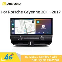 12.3" QLED Android 14.0 CarPlay Car Multimedia Player GPS Navigation 4G WiFi Bluetooth Car Radio For Porsche Cayenne 2011-2017