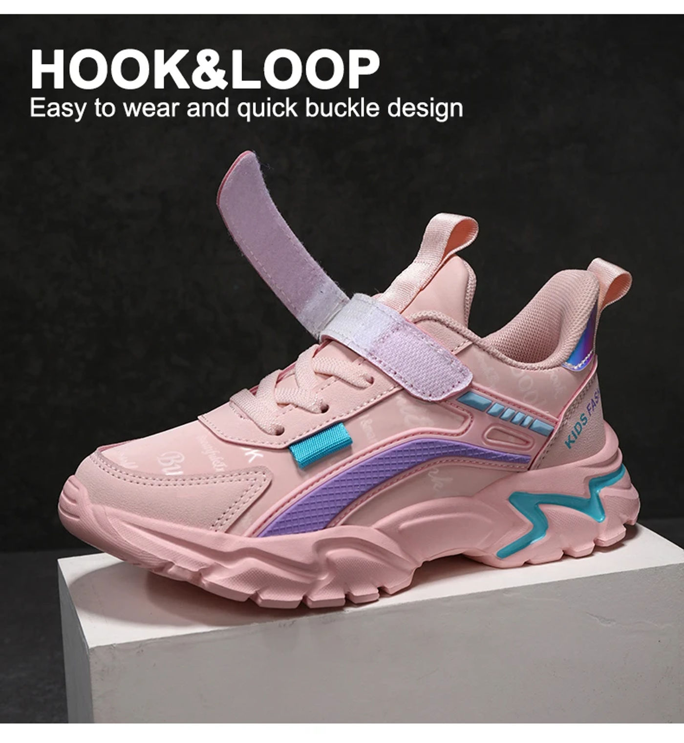 Description Picture 4 of itemChildren Sneakers Casual Shoes for Girls Pink Comfortable Leather Running Sports Kids Girl Flat Breathable Shoes