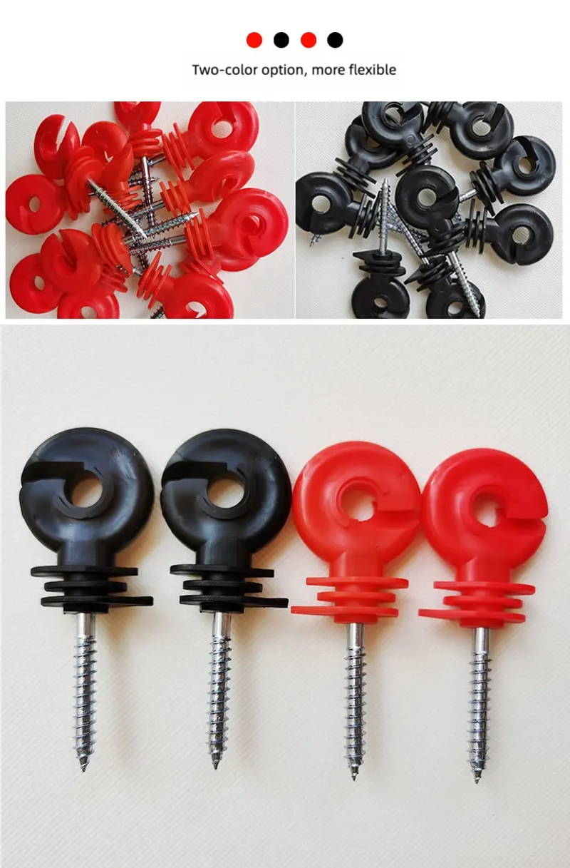 Description Picture 5 of itemElectric Fence Offset Ring Insulator Wood Post Fencing Screw Timber Tape Wire Insulators Safe Garden Buildings Accessory