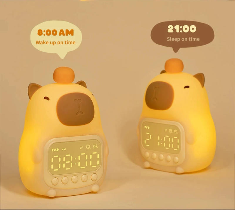 Description Picture 3 of itemCute Rechargable Cartoon Capybara Silicone Night Light Digital Alarm Clock LED Night Lamp Table Clock Room Decor Birthday Gifts