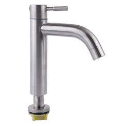 Silver Bathroom Faucet Deck Mounted Single Cold Water Sink Mixer Tap Stainless Steel Basin Faucets Bathroom Accessories