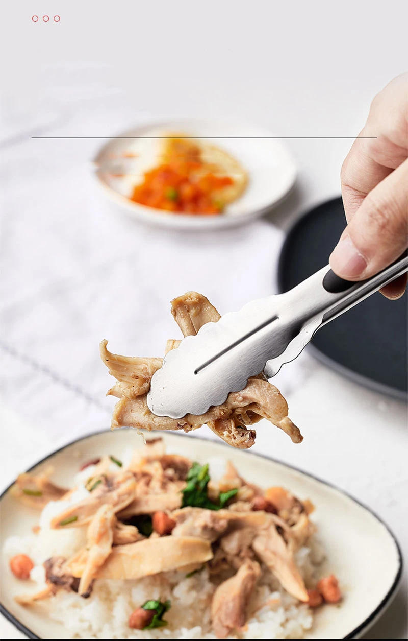 Description Picture 5 of item7-16Inch 430 SS BBQ Grilling Clip Tongs Kitchen Cooking Meat Salad Bread Spaghetti For Baking Camping Tools Barbecue Accessories