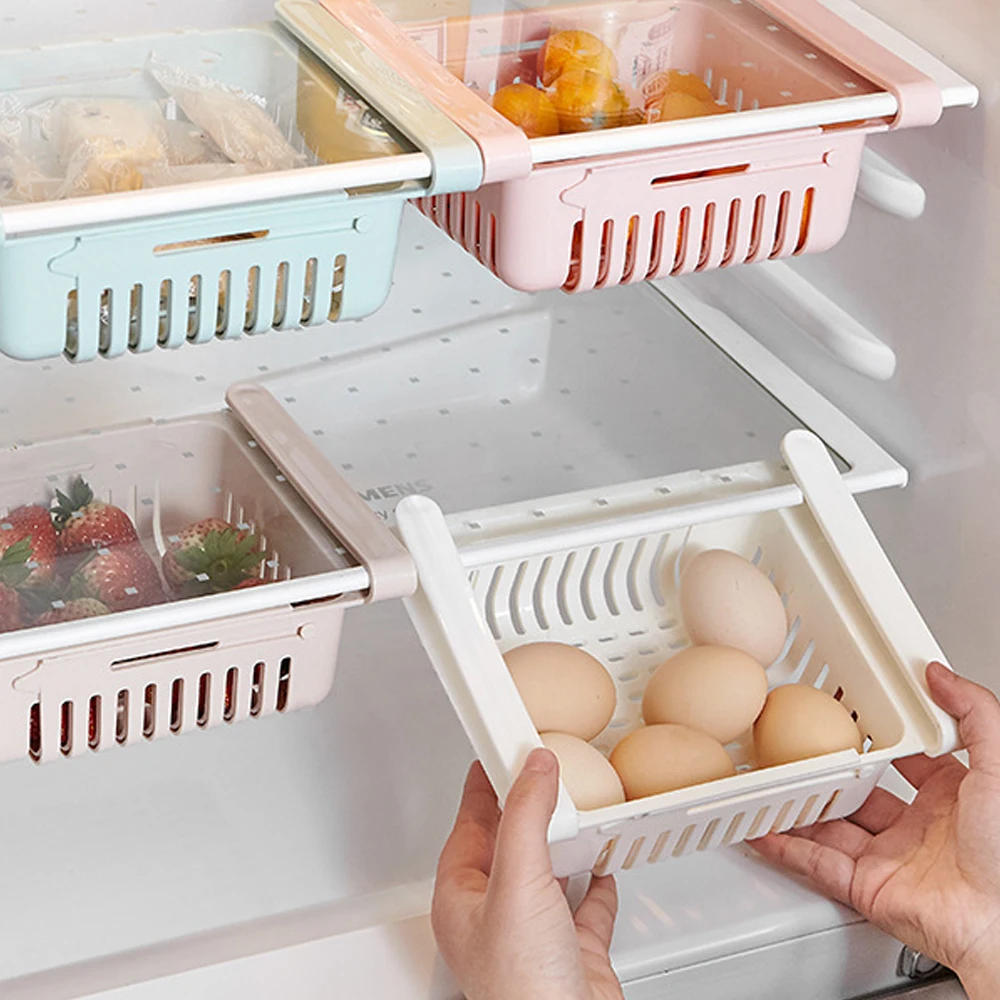 Description Picture 6 of itemKitchen Fruit Food Storage Box Plastic Fridge Organizer Slide Under Shelf Drawer Box Rack Holder Refrigerator Storage Containers