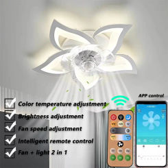 Modern Decorative Chandelier Variable Light LED Fan APP Remote Control Acrylic Leaf Bedroom Living Room Chandelier Lamp