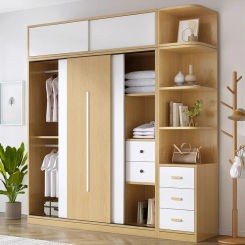 Aesthetic Wood Drawer Wardrobe Clothes Sliding Doors Full Size Bedroom Wardrobe Storage Cabinets Quarda Roupas Home Furniture