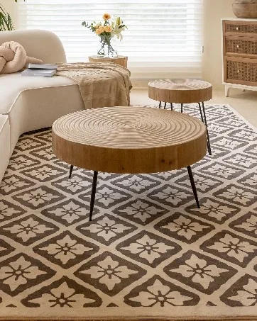 Description Picture 4 of itemSet of 2 Farmhouse Fully-Assembled Nightstand with 2-Drawer, Flower Motif End Table for Small Spaces,White-Washed